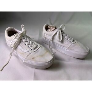 Vans Old Skool Stacked White Platform Shoes Womens Size 7 Chunky Sole‎ Skate